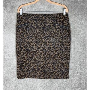 D. Jeans Animal‎ Print Straight Pencil Skirt Womens Size 12 Stretch Back Vent